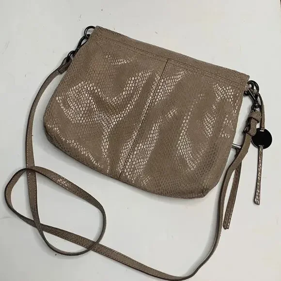 Margot Robbie Textured Leather Crossbody in Tan Gray - Picture 8 of 10